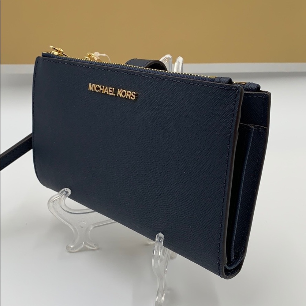 MICHAEL KORS LG DOUBLE ZIP WRISTLET NAVY - Picture 14 of 16